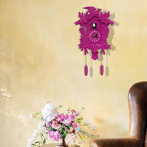 Vista 11 de WALPLUS Reloj de cuco timing para pared, pájaro cantando cuco, volumen ajustable, reloj de cuco de Navidad, regalo para sala de estar, oficina