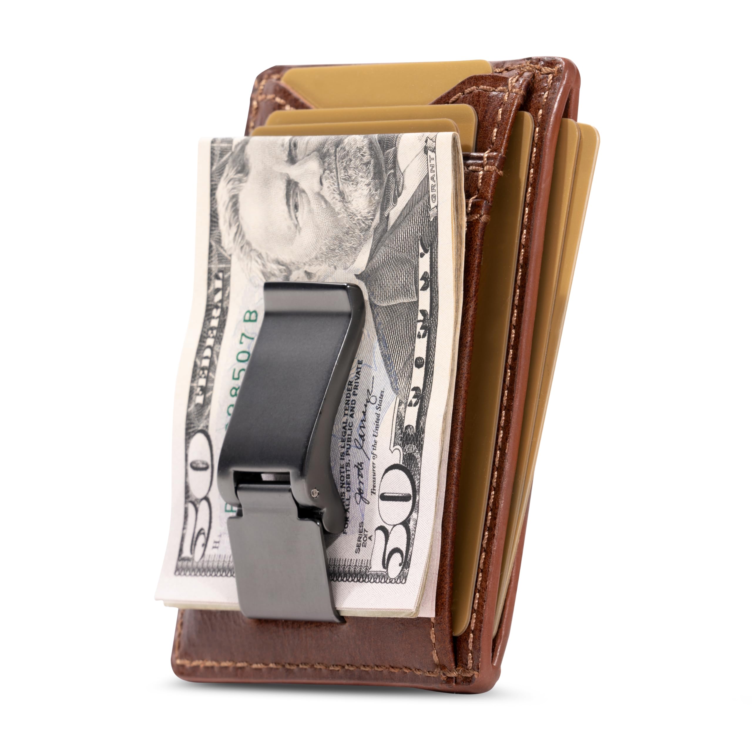 House of Jack Co. FLYNN Money Clip Wallet | Slim Card Holder | Sturdy Metal Money Clip | Front Pocket Wallet for Men