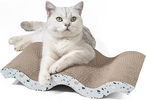 Miniatura 9 de Conlun - Rascador de cartón para gatos con diseño de texturas de arañazos de primera calidad, almohadilla de rascador reversible para gatos,