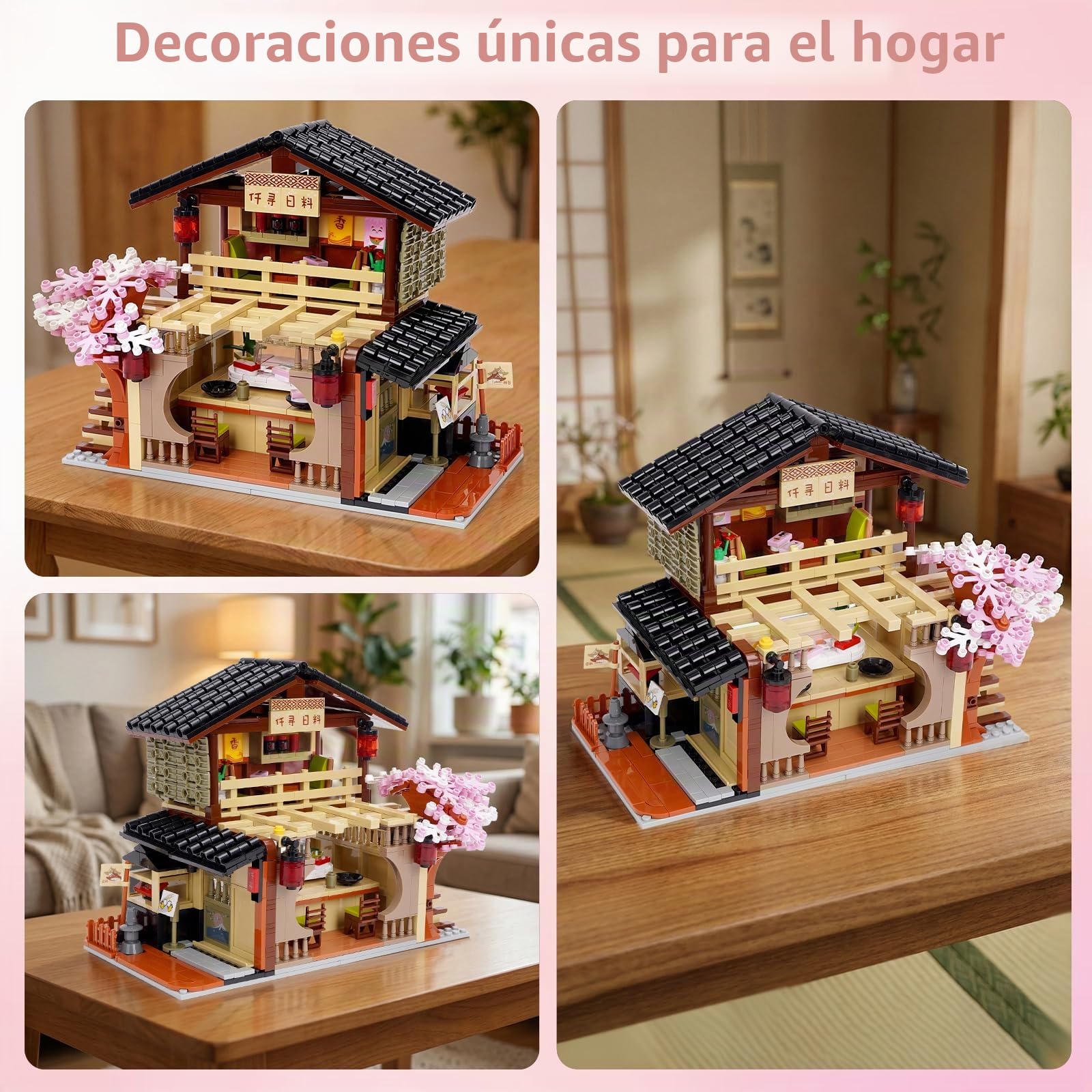 Bloque de construcción de Juguetes, Tienda de Sushi, Kit de construcción Compatible, casa de Estilo japonés, Regalo de cumpleaños para Adultos niños a Partir de 8 años, 763 Piezas