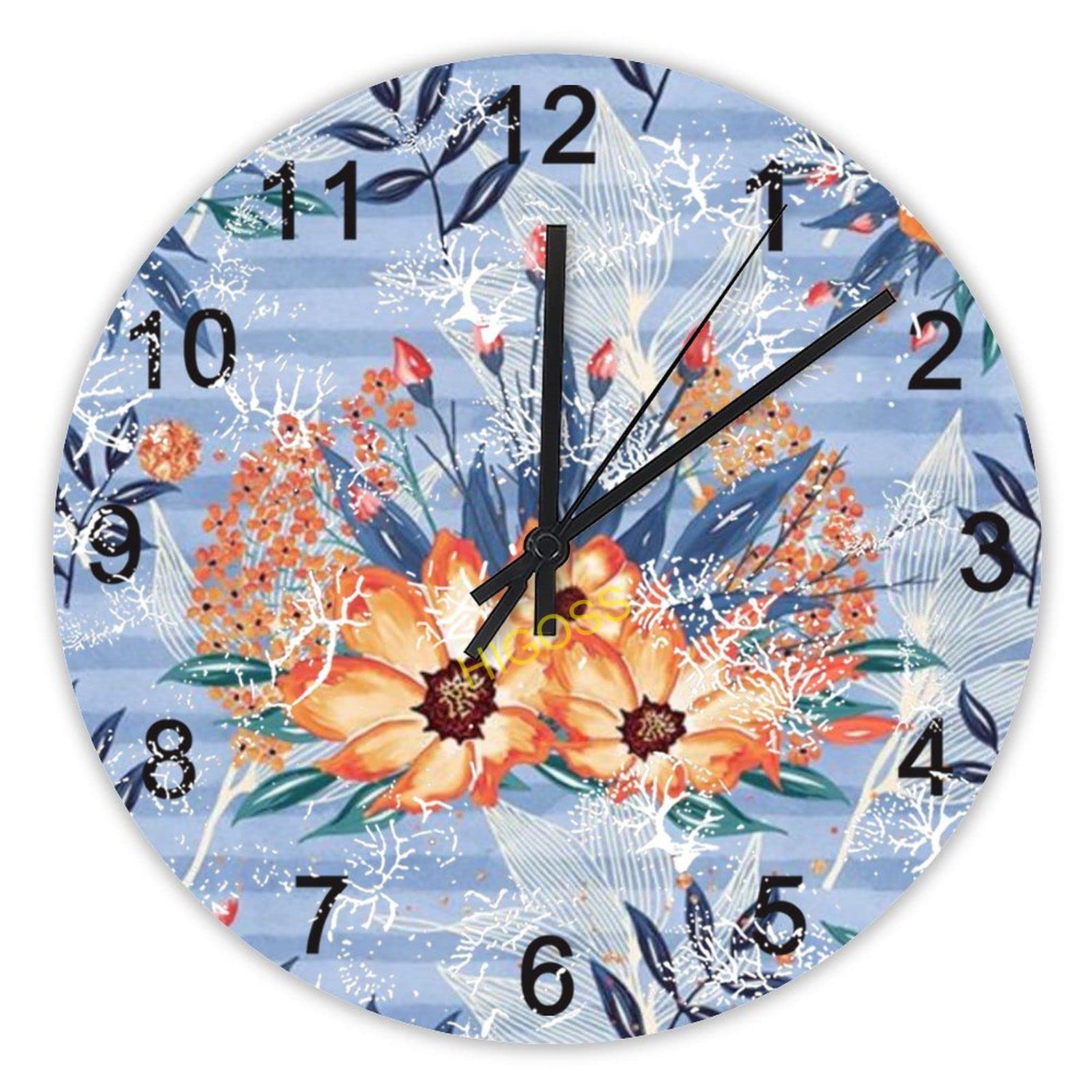 Horloge murale fleur en bois de 38cm pour décoration rustique