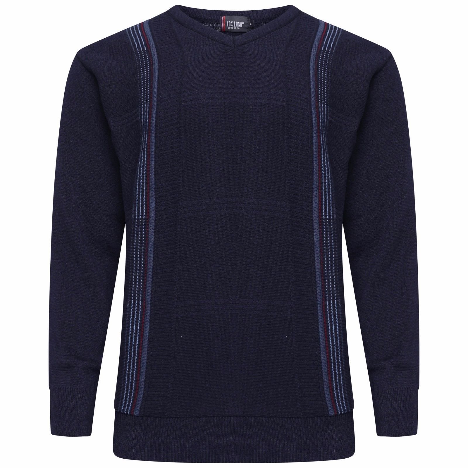 Myshoestore Men's Navy Blue Striped V Neck Jumper Pullover Long Sleeve Knitwear Formal Business Casual Sweater Fine Knit Top S-5Xl 4XL