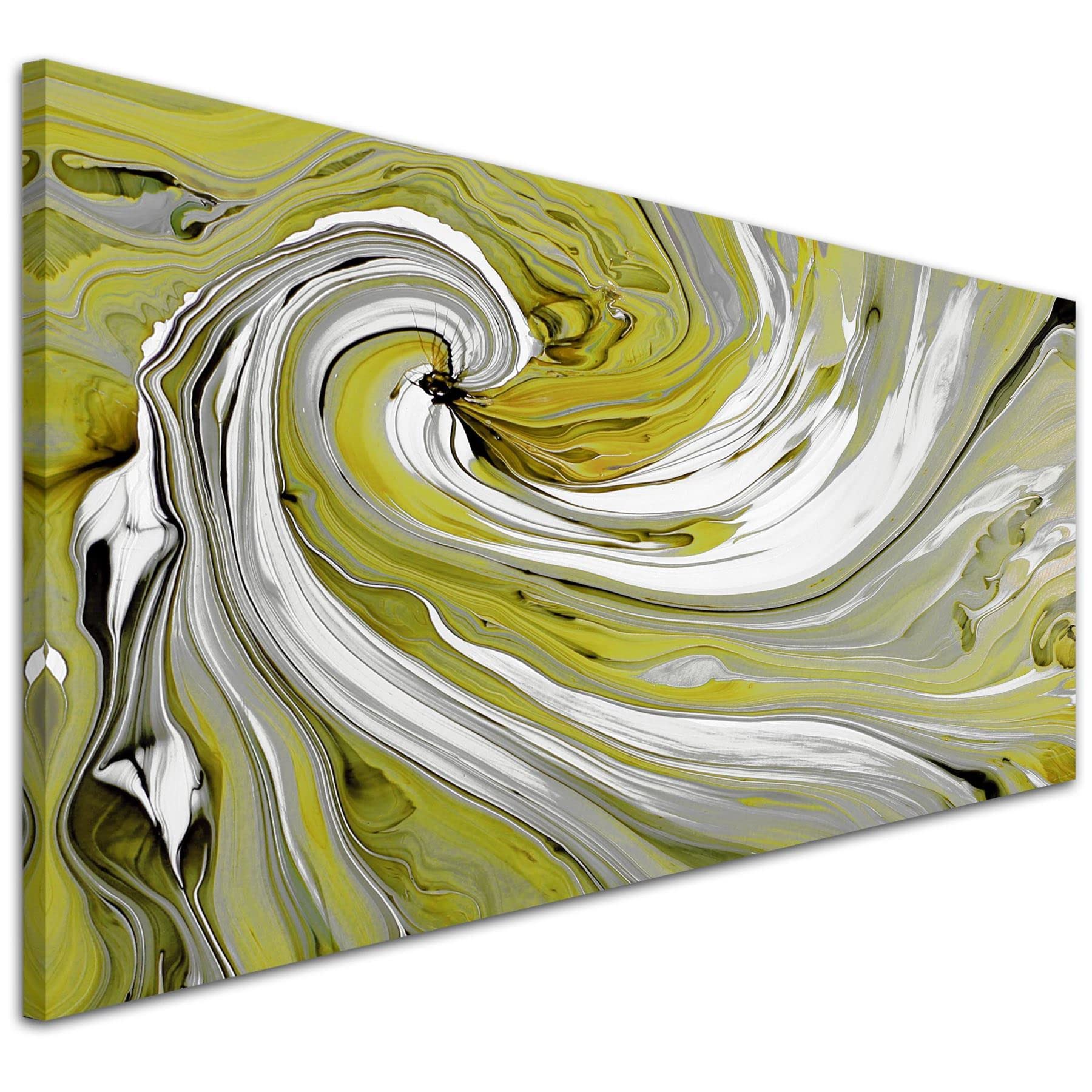 Wallfillers Lime Green Swirls Modern Abstract Canvas Wall Art - 1351-120x50cm