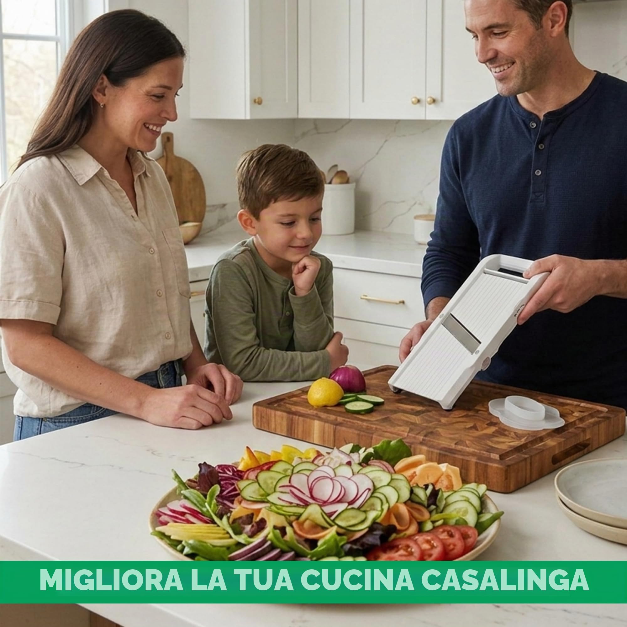 Benriner Mandoline, giapponesi in acciaio INOX, senza BPA, 12.75 x 9,5 cm Nuova versione Jumbo White
