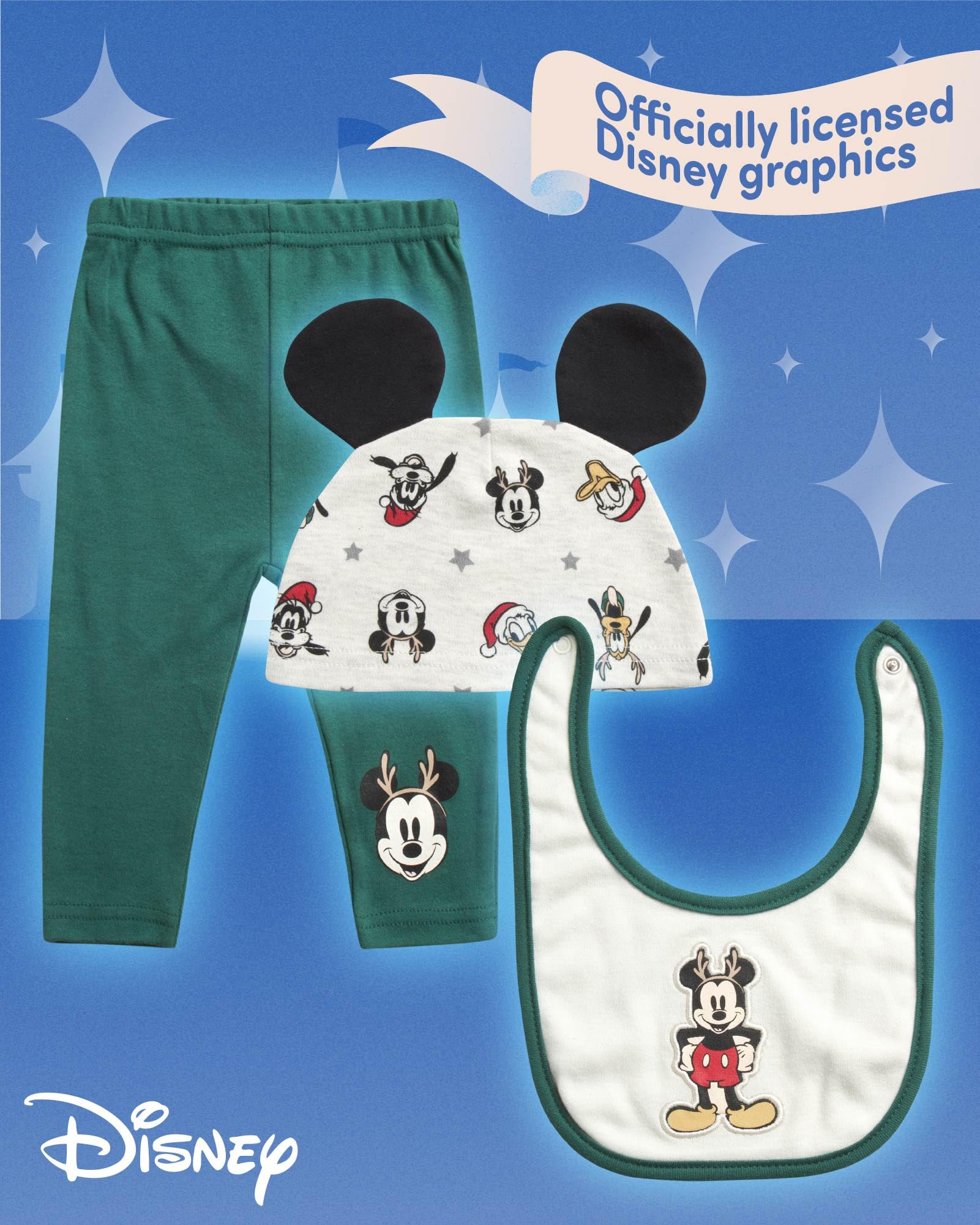 Disney Baby-Set für Neugeborene, Jungen, Mädchen, 7-teilig, Mickey Mouse, Winnie Puuh und Minnie Maus, 0–6 Monate