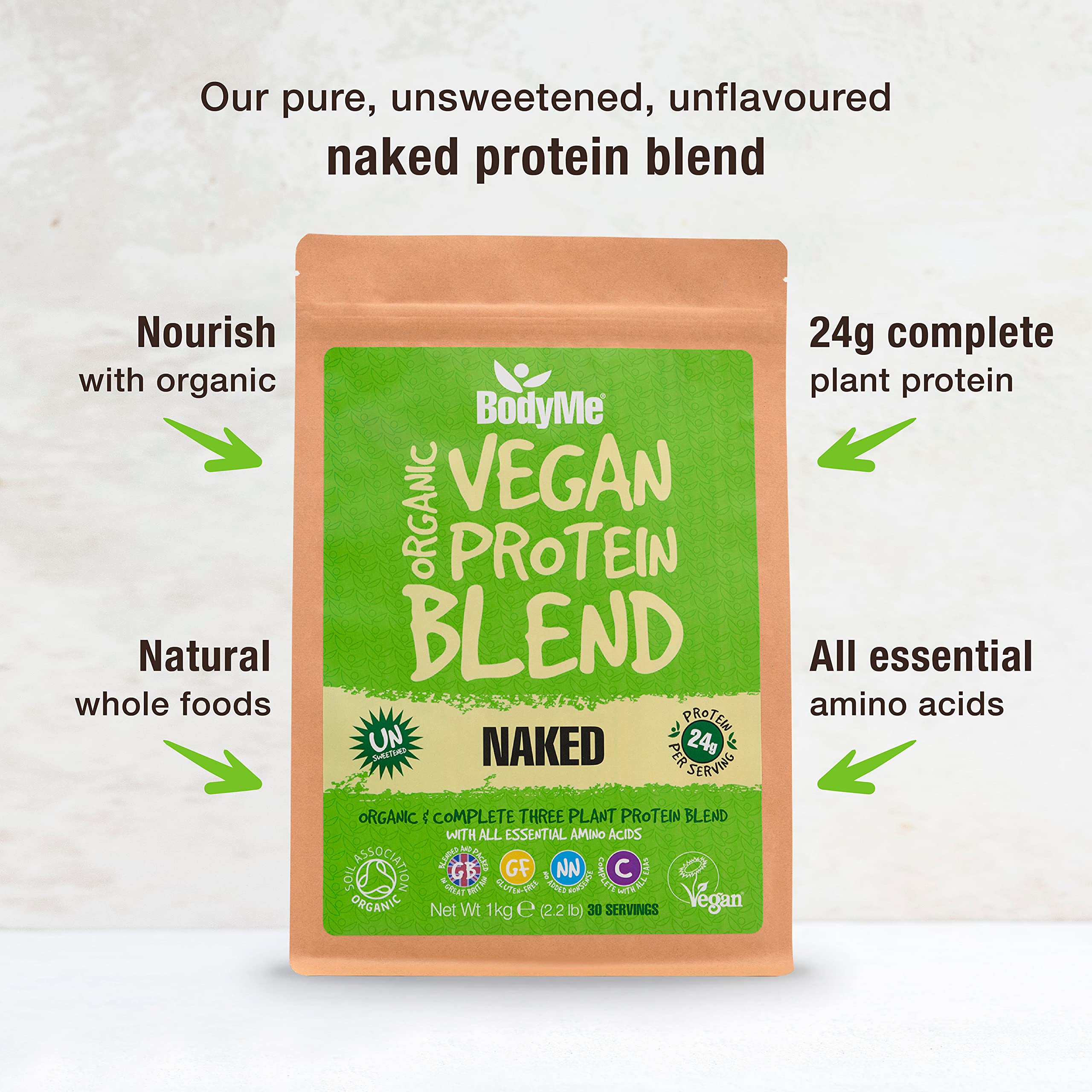 Buy BodyMe Organic Vegan Protein Powder Blend, Naked Natural