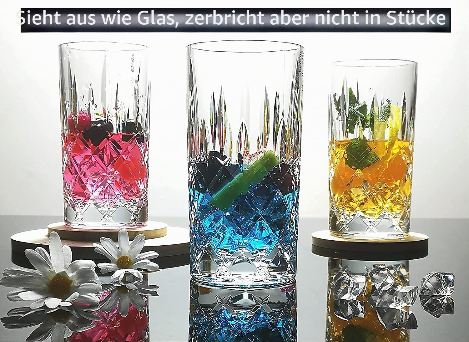 400ml Tritan Kunststoff Wassergläser Trinkgläser Plastik Becher Longdrinkgläser Saftgläser Camping Gläser Acryl Trinkbecher Spülmaschinenfest BPA frei Unzerbrechlich Wiederverwendbar