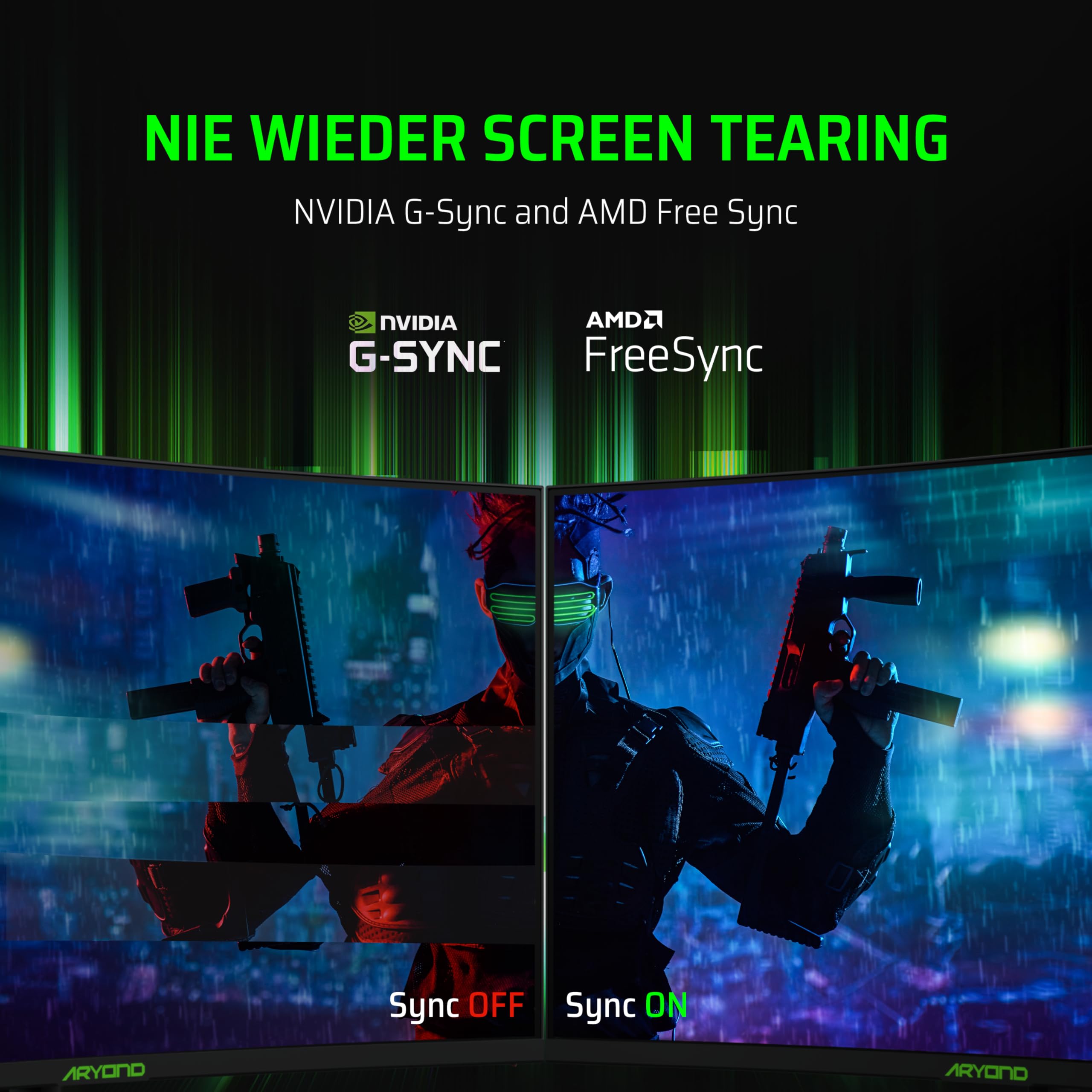 Aryond Monitor curvo da gioco A27 V2 | Display QHD curvo da 27 pollici a 180 Hz (2560x1440) | Tempo di risposta 1ms | HDR 10| FreeSync - G Sync 119,9% ​​| SRGB | Altoparlanti 2* Ω8 x 2W | Connessione