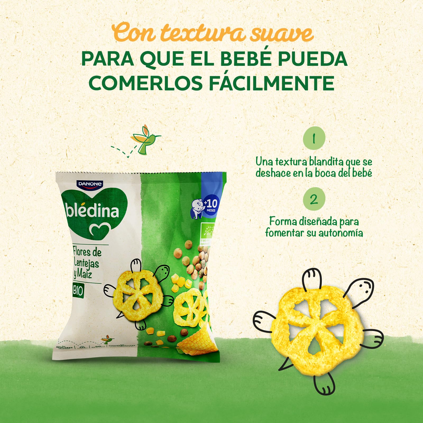 Blédina Snacks BIO Bolsas Lentejas y Maíz Sin Gluten Pack 8x20g