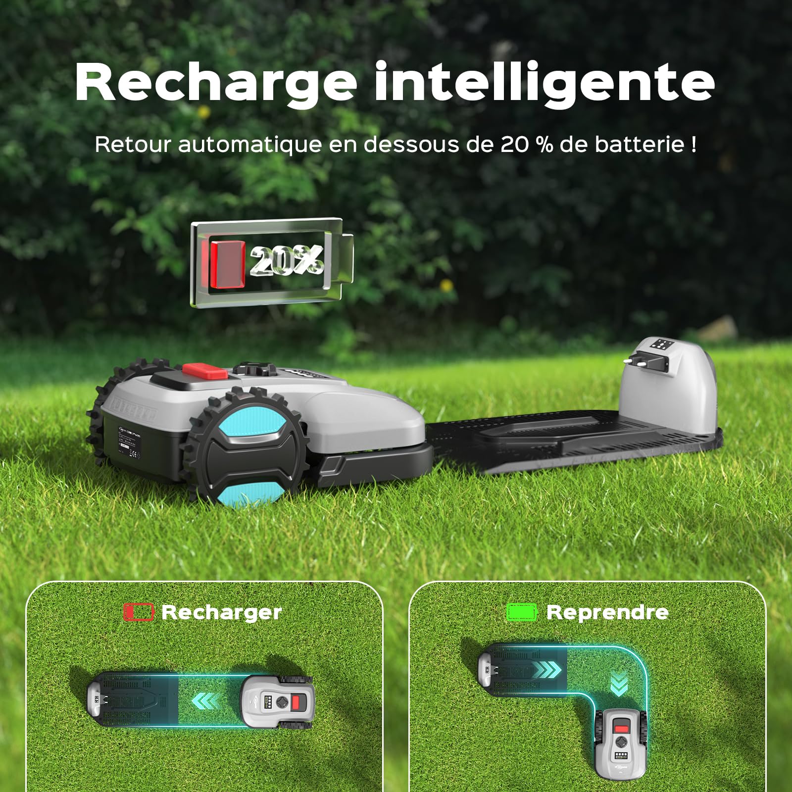 YARDCARE E400 Robot Tondeuse avec Contrôle Via App — vue 2