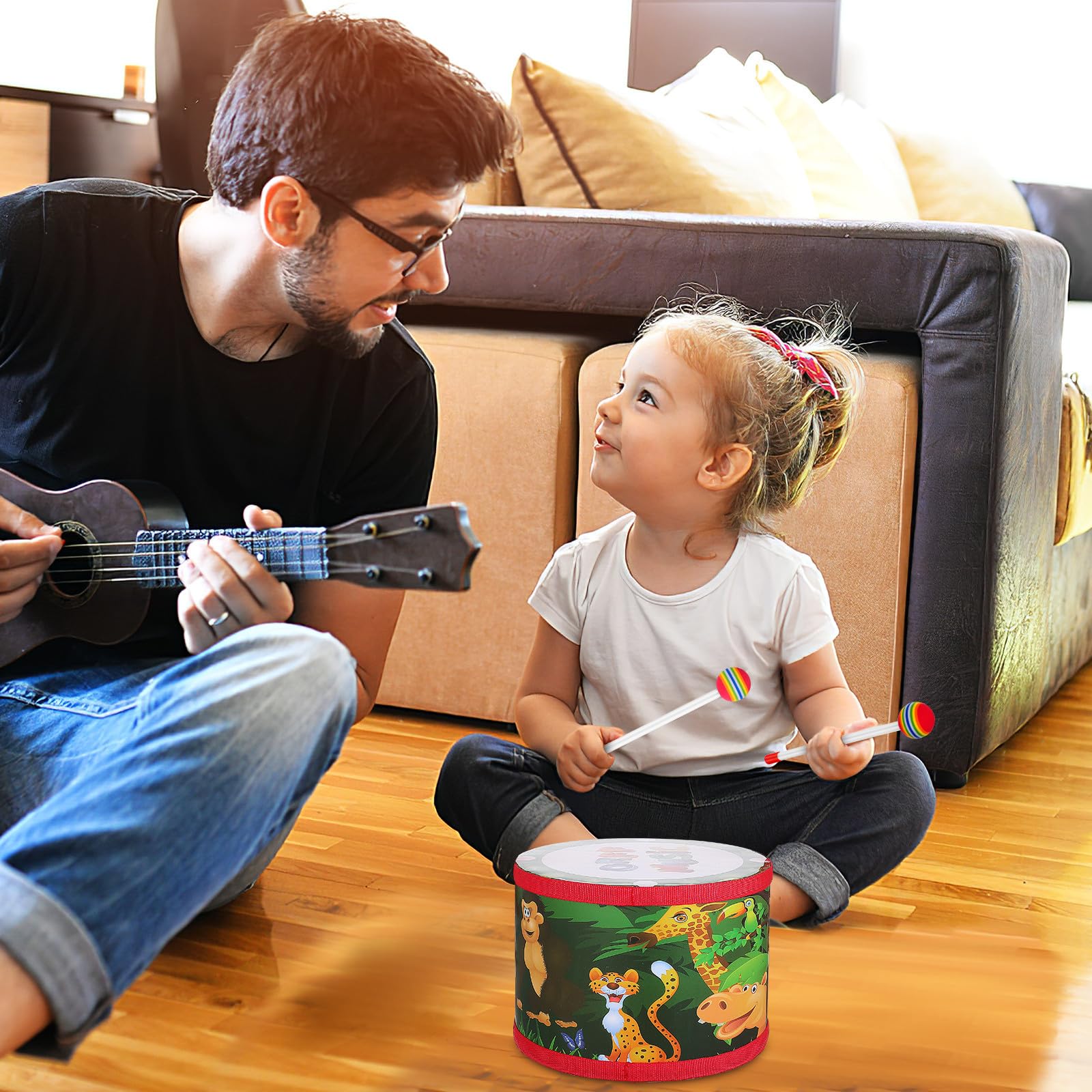 Tamburo per 8 Pollici con Bacchette Set di Strumenti Musicali Percussioni Educativo Giocattolo Musicale per Sviluppo Ritmo e Concentrazione Regalo Piccoli