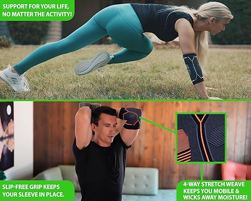 Miniatura 3 de Kunto Fitness - Codera de compresión (enviada desde Estados Unidos) para tendinitis, codo de tenista, tratamiento de codo de golf, reduce el dolor