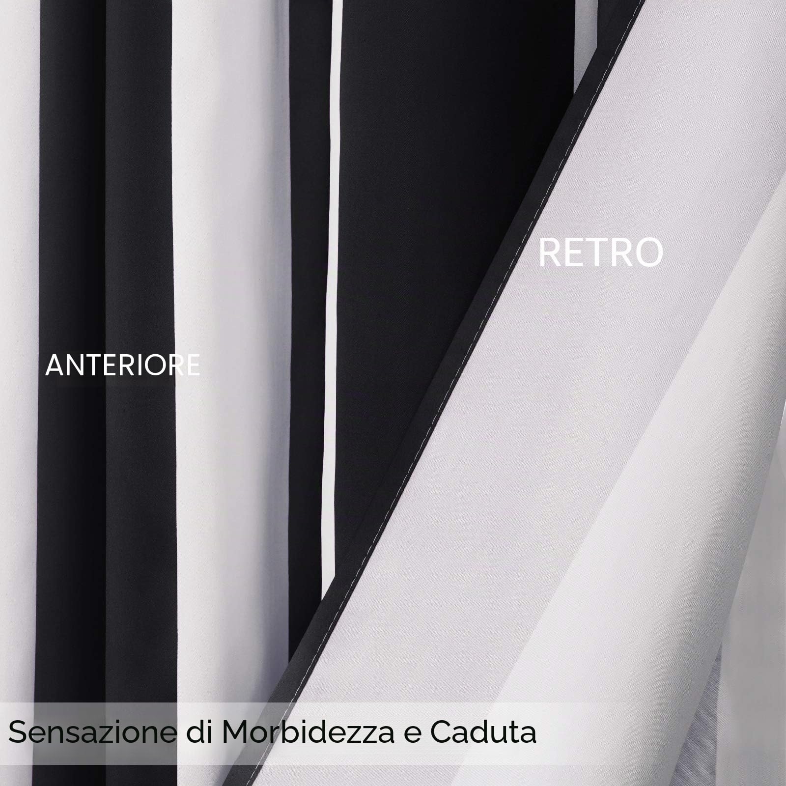 ASPMIZ Tende per finestre a righe, colore bianco e nero a righe verticali, tende per finestre con occhielli per camera da letto e soggiorno, set di 2 pannelli, 132 x 213 cm di lunghezza