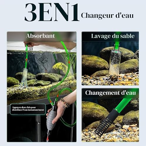 boxtech Fish Tank Water Changer Vacuum Siphon Kit, 3 in 1 Aquarium Siphon Gravel Cleaner Pump Sand Cleaner Kit for Drain and Replace Water - 2