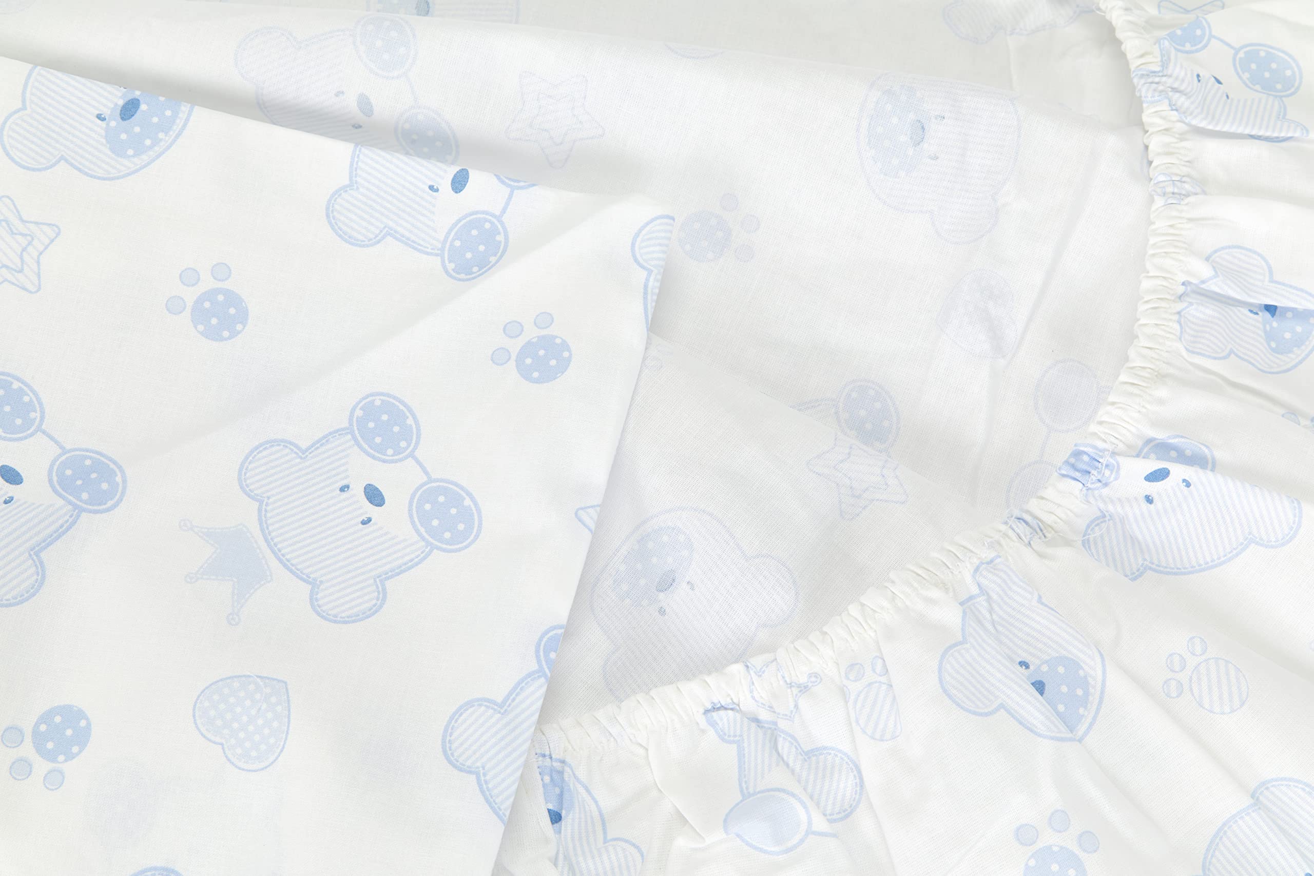 Italbaby 020.1000-004, Lenzuolino completo 3 pezzi, In cotone, Fantasia tenerezza azzurro