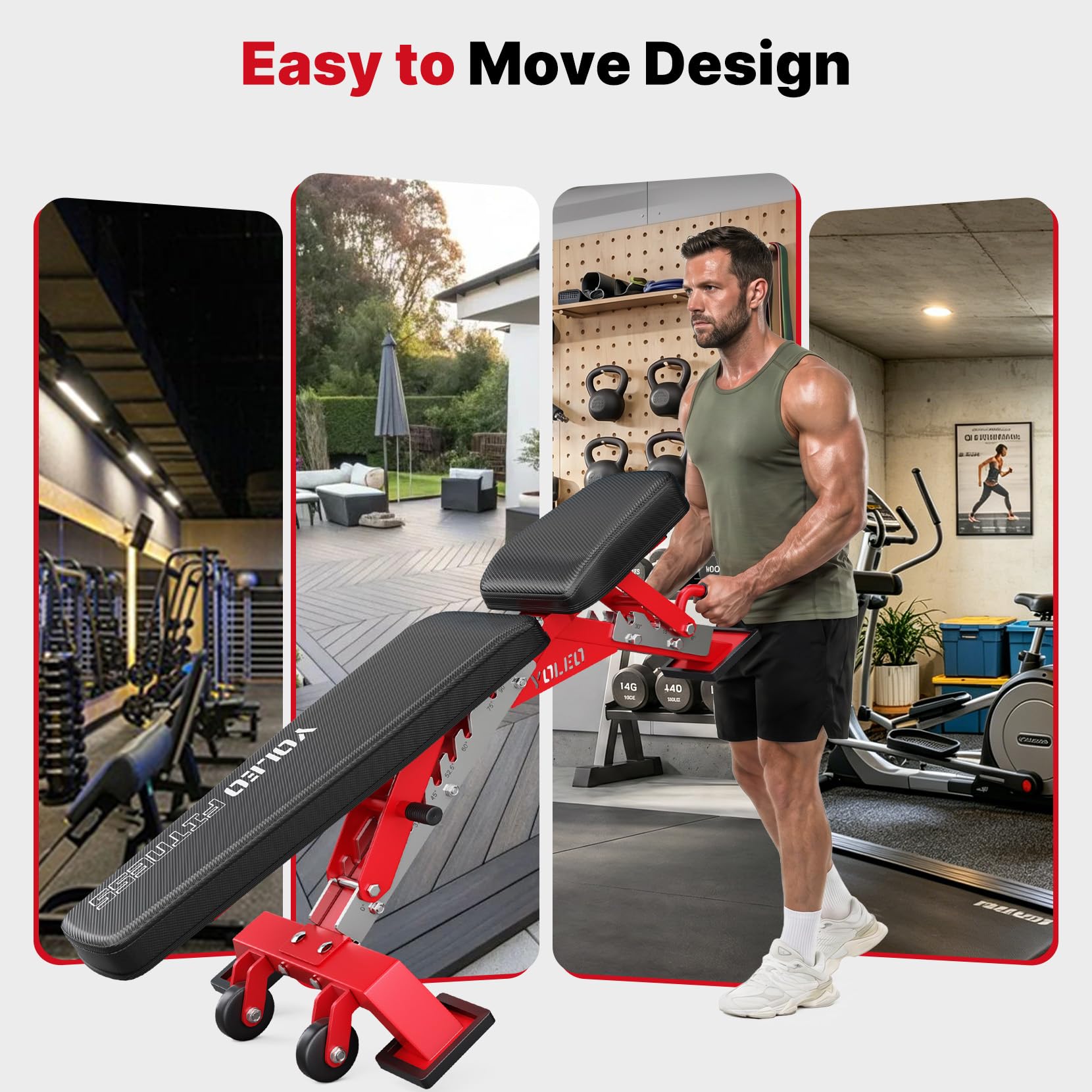 YOLEO Hantelbank Verstellbar bis 1050KG, ASTM-zertifizierte Fitnessbank für Home Gym, Schrägbank, Flachbank und Negativbank für Bankdrücken, 90% Vormontiert