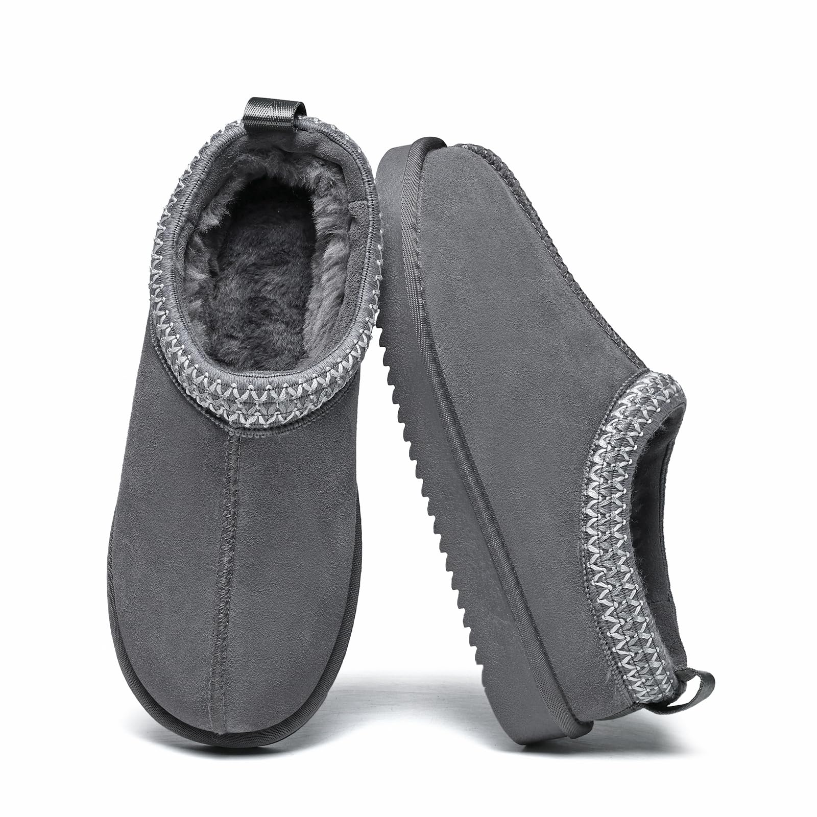 Meik Mangni Zapatillas de Estar por Casa Mujer Hombre Invierno Peluche Cerradas Pantuflas Calientes Forro Corta Botas de Nieve Antideslizante, Tallas:35-45 EU