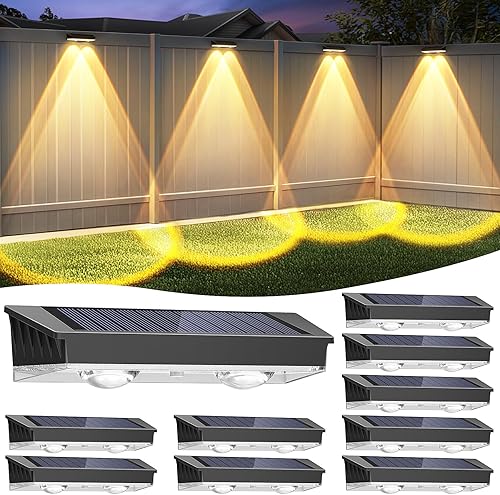 Luces solares para valla al aire libre, paquete de 10 luces de valla blancas cálidasneutralesfrías alimentadas por energía solar con 2 LED, IP65