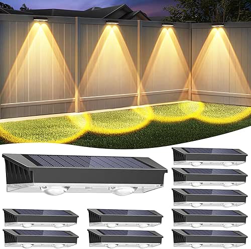 Solar Fence Lights Outdoor, 10 Pack Warm/Neutual/Cool White Fence Lights