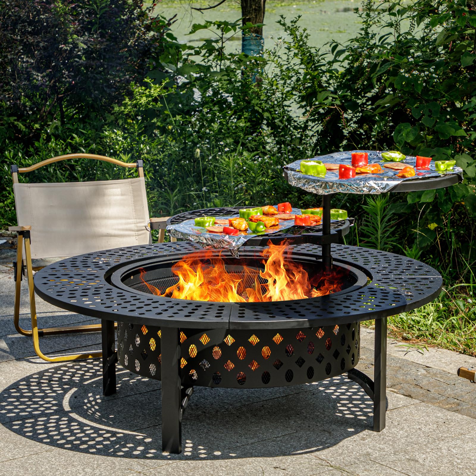 OutVue 47 Inch Fire Pit with 2 Grills