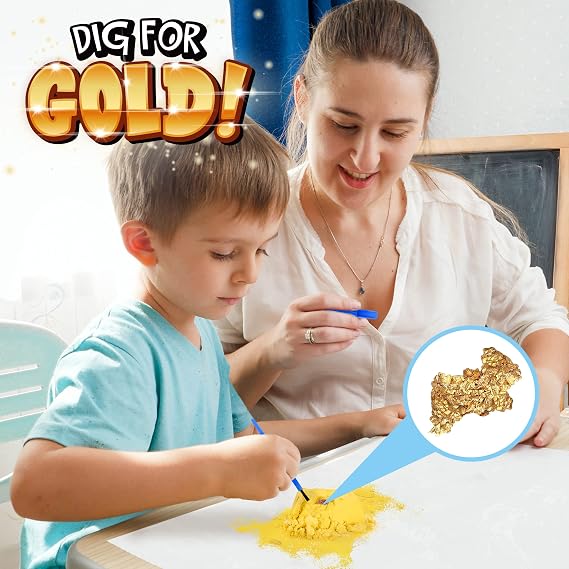 Sunny Days Entertainment Gold Dig Kit, Mystery Science Toy for Kids, Party Favor, Goodie Bags, Valentine's Day Gift for Girls and Boys, 5+