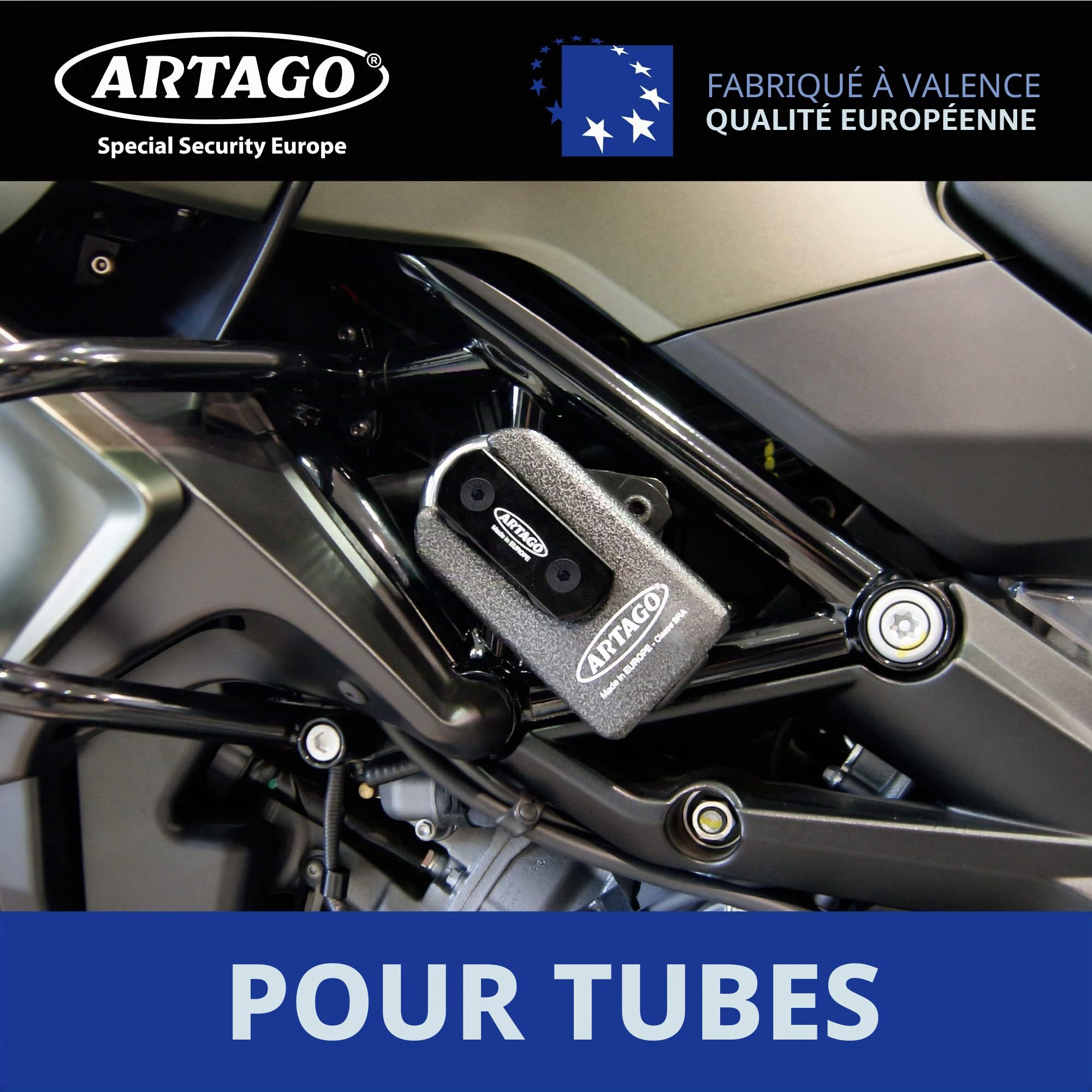 ARTAGO 568.2 Support Antivol pour Cadenas 69 et 69X, Fixation sur Tubes Ø18-25mm et Vis, Universel
