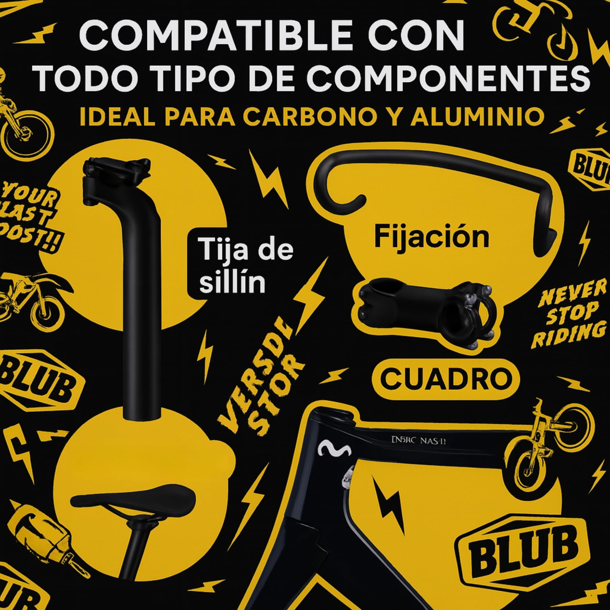 BLUB Grip Carbon Grease - Grasa carbono bicicleta para montaje de componentes | Grasa montaje bicicleta para piezas de carbono y aluminio | Reduce ruidos y evita corrosión