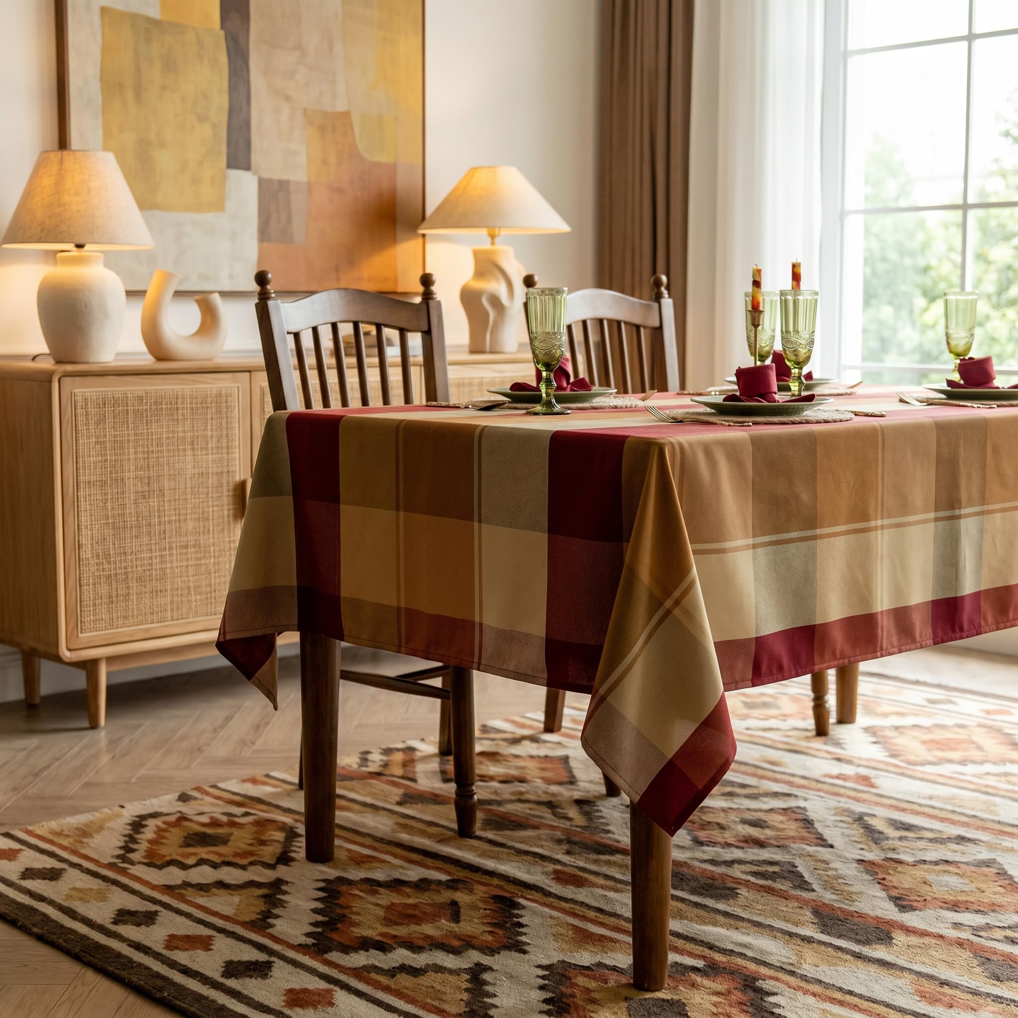 Thanksgiving Plaid Tablecloth - 60x84 Inches -6