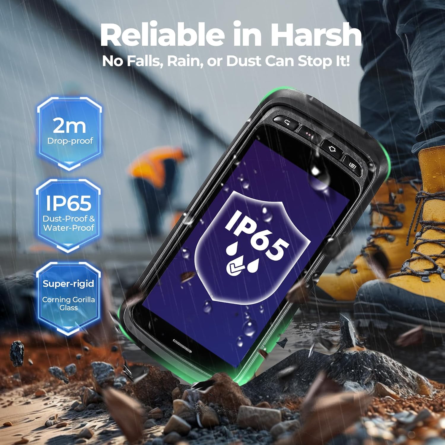 MUNBYN Android Barcode Scanner Full Screen, 8000mAh Mobile Computer, 1D/2D QR Zebra SE4710 Engine, Handheld Android 13, PDA for WMS, 4G Wi-Fi Inventory Bar Code Scanner