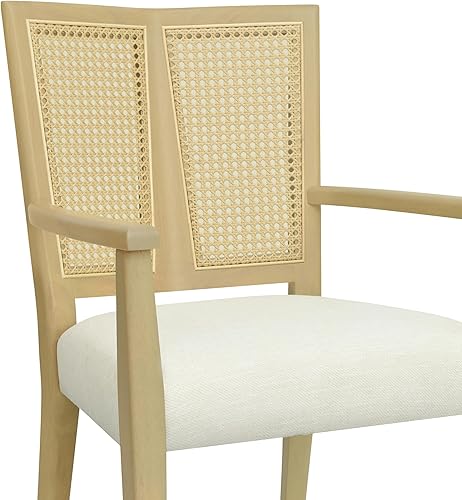 Miniatura 9 de Juego de 2 sillas de comedor, juegos de mesa y sillas, silla de escritorio con respaldo de ratán, marco de madera maciza, cojín tapizado para