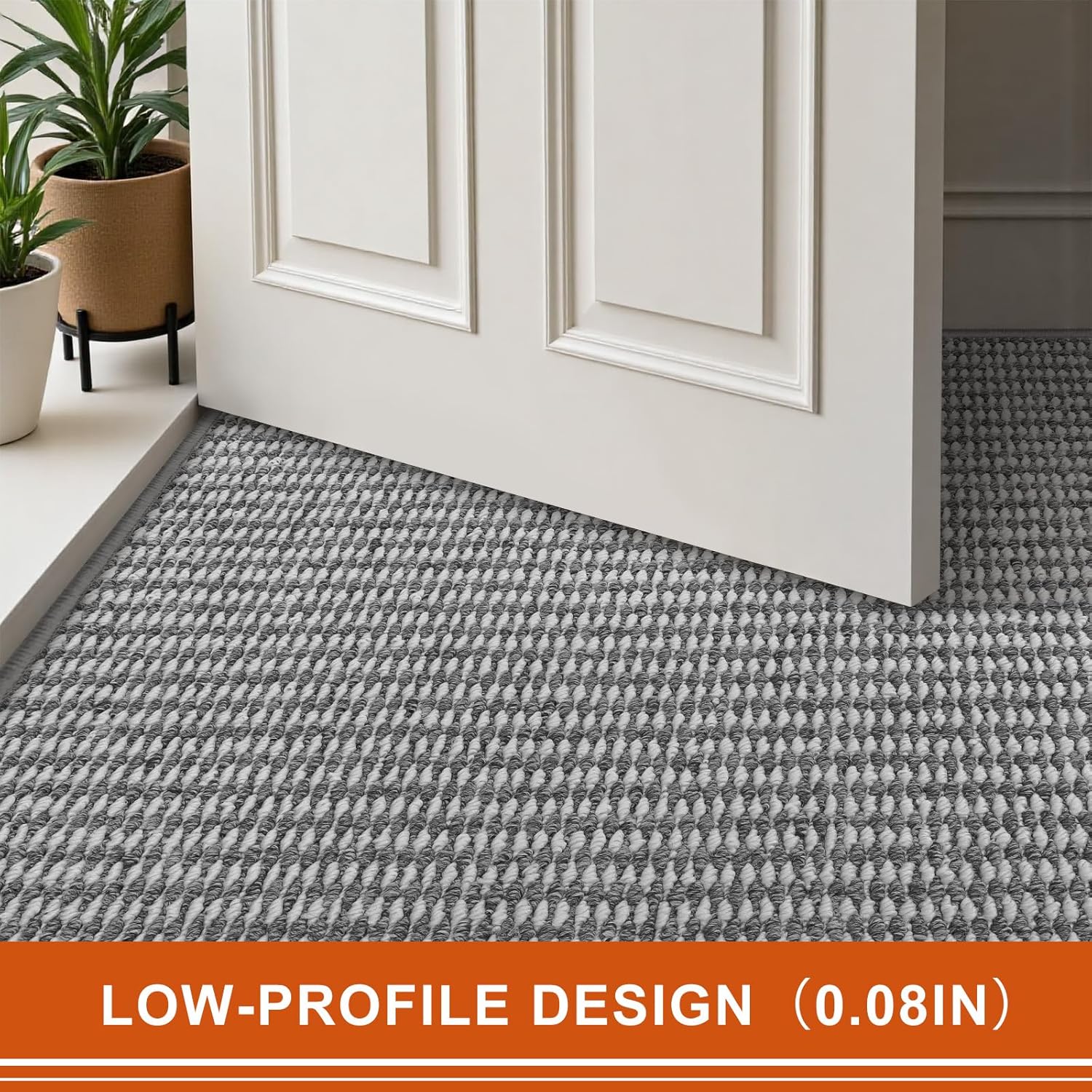 Dirt Trapper Door Mat 24"x36", Non-Slip Indoor Door Mats, Absorbent Washable Door Mat Indoor Entrance, Low-Profile Inside Doormat Floor Rugs for Entryway and Entry, Grey White (Fold)
