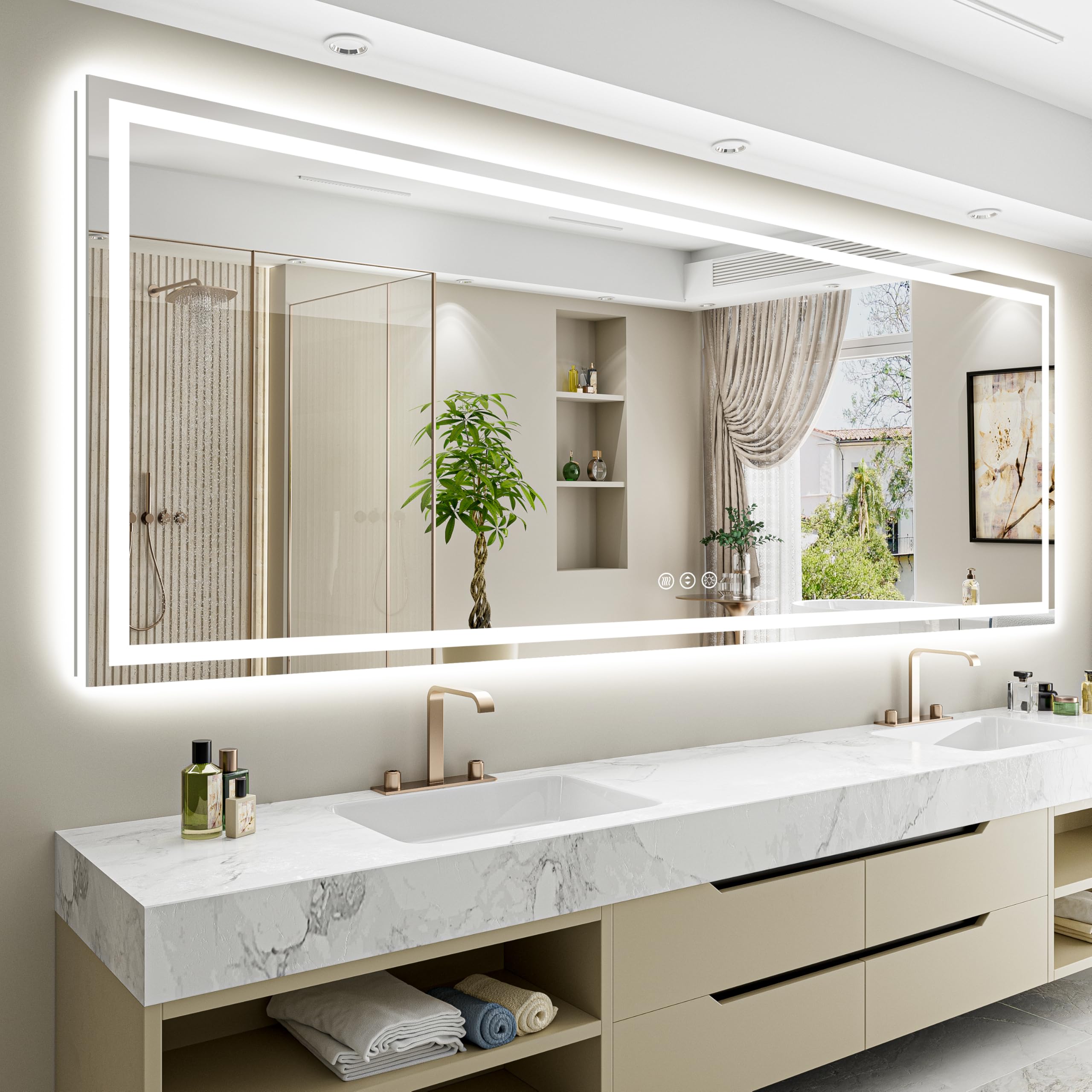 110x40 LED Bathroom Mirror with Lights, Lighted Vanity Mirror