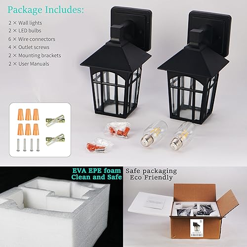 Miniatura 5 de Lámparas de aluminio para montaje en pared al aire libre, faroles impermeables exteriores, aplique de pared para patio, porche, patio, carcasa de