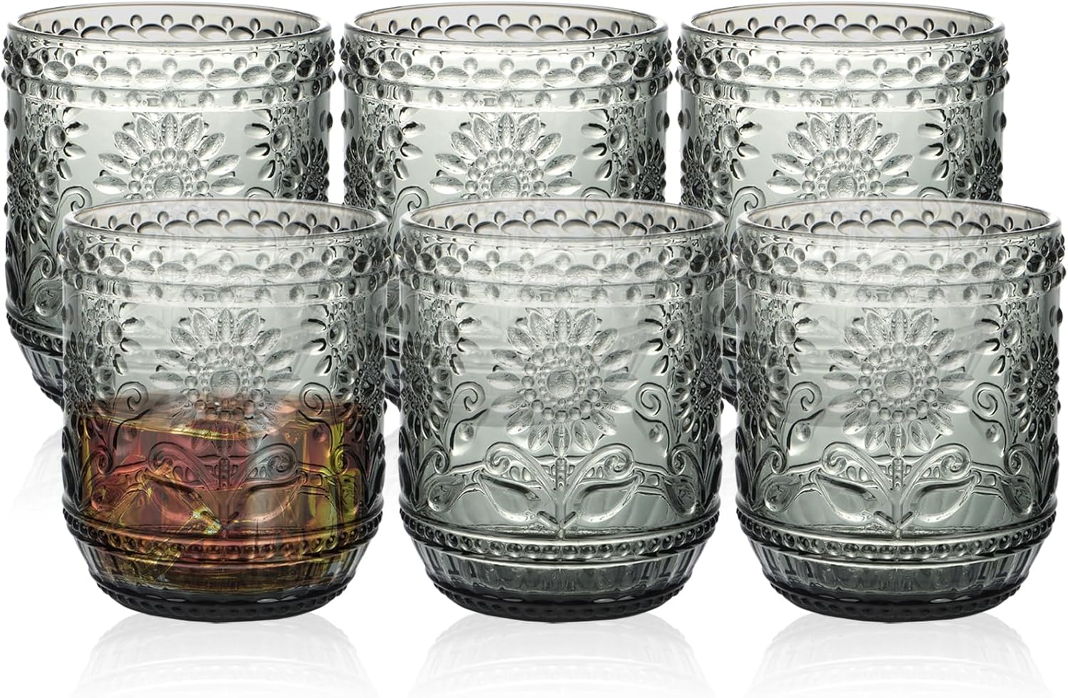 Amazon.com | ALIMOTA Vintage Drinking Glasses Set of 6,12oz Tumbler ...