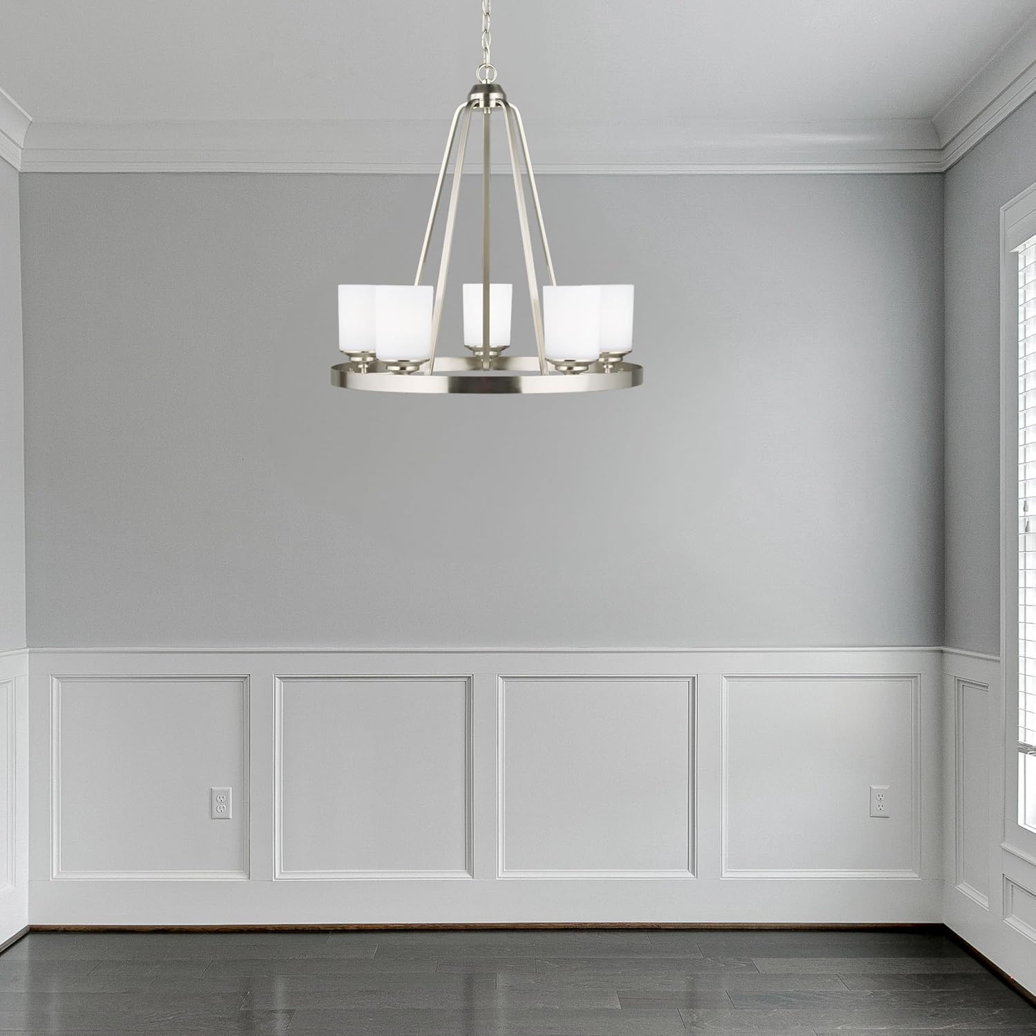 Generation Lighting 5-Light Kemal Traditional Chandelier Brushed Nickel 3130705-962, Modern Ceiling Light Fixture for Room Decor, Chandelier for Dining Room or Living Room Can Use LED Light Bulbs