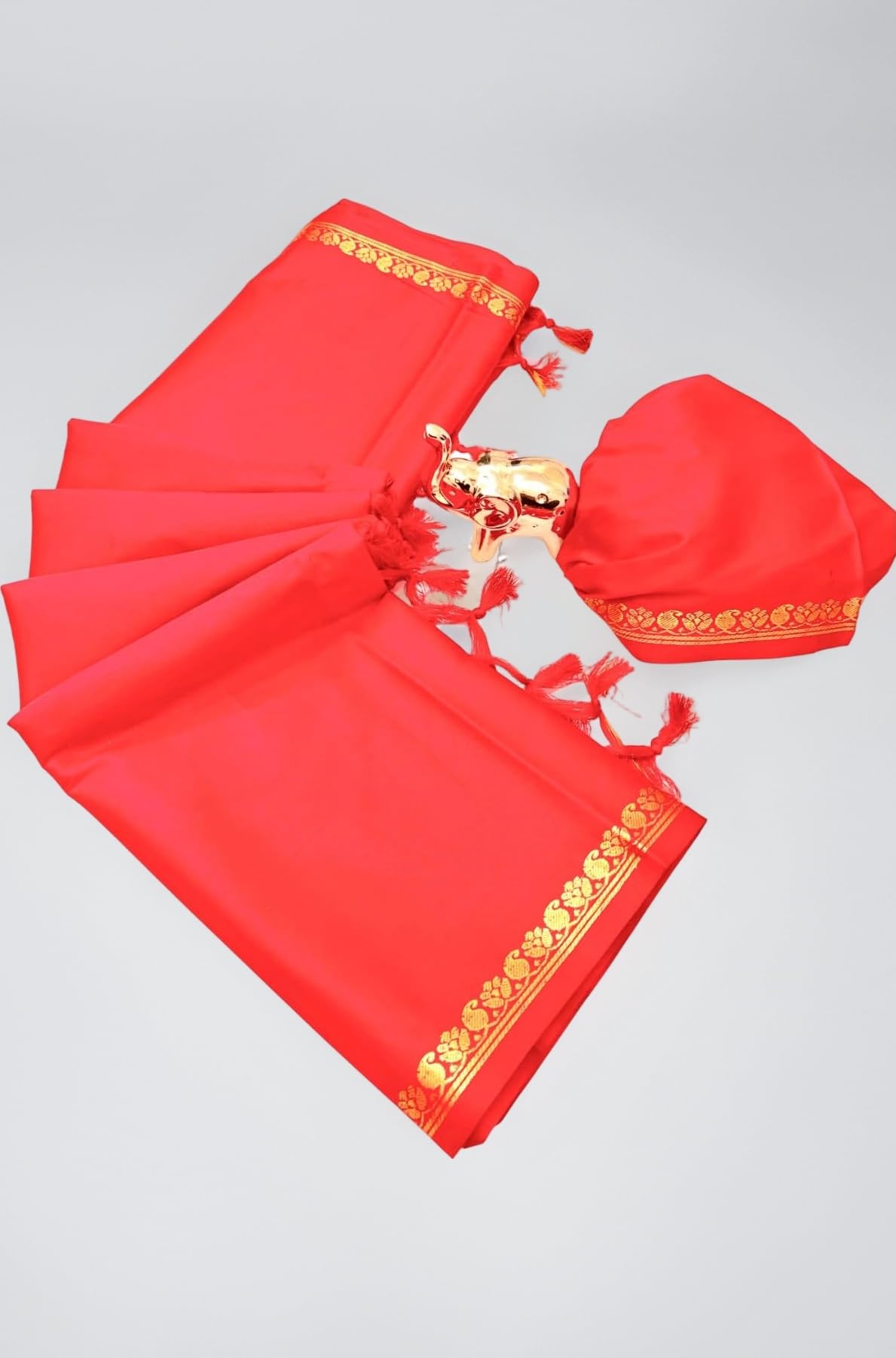Raw Dola Silk Mysore Saree All Over Solid Plain Zari Weaving Border With Blouse Piece
