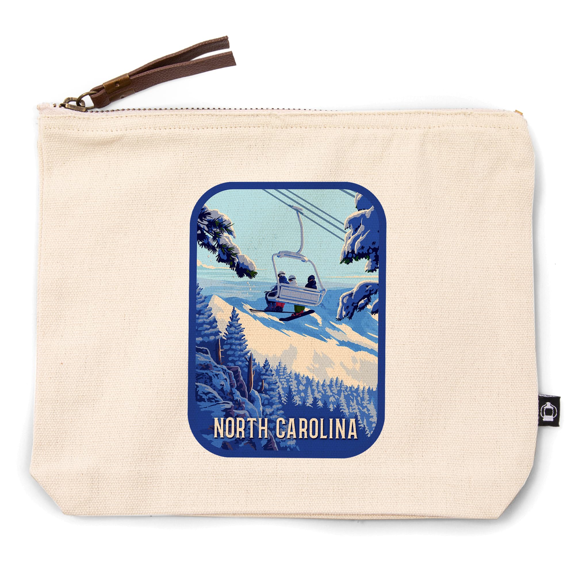 Lantern Press North Carolina, Ski Lift Above The Trees, 100% Cotton Zipper Pouch, Travel Accessory, Go Bag