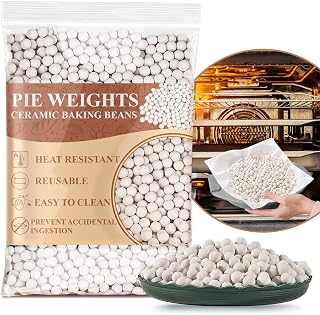 Sukh 0.94LB Ceramic Pie Weights - Reusable Pie Crust Baking Beans for Flat Crispy Crusts, Natural Stoneware Baking Essential