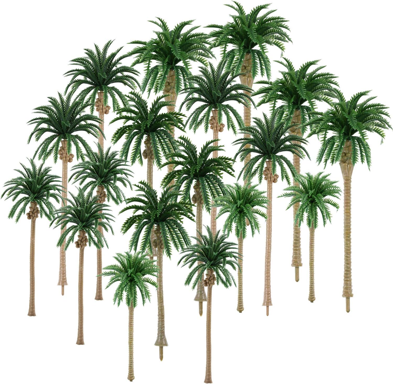 30 Pieces Miniature Palm Trees Plastic Scale Model Tree Coconut Scenery Mixed Model Trees for Model Train Railway Architecture Diorama DIY Craft Scenery Landscape
