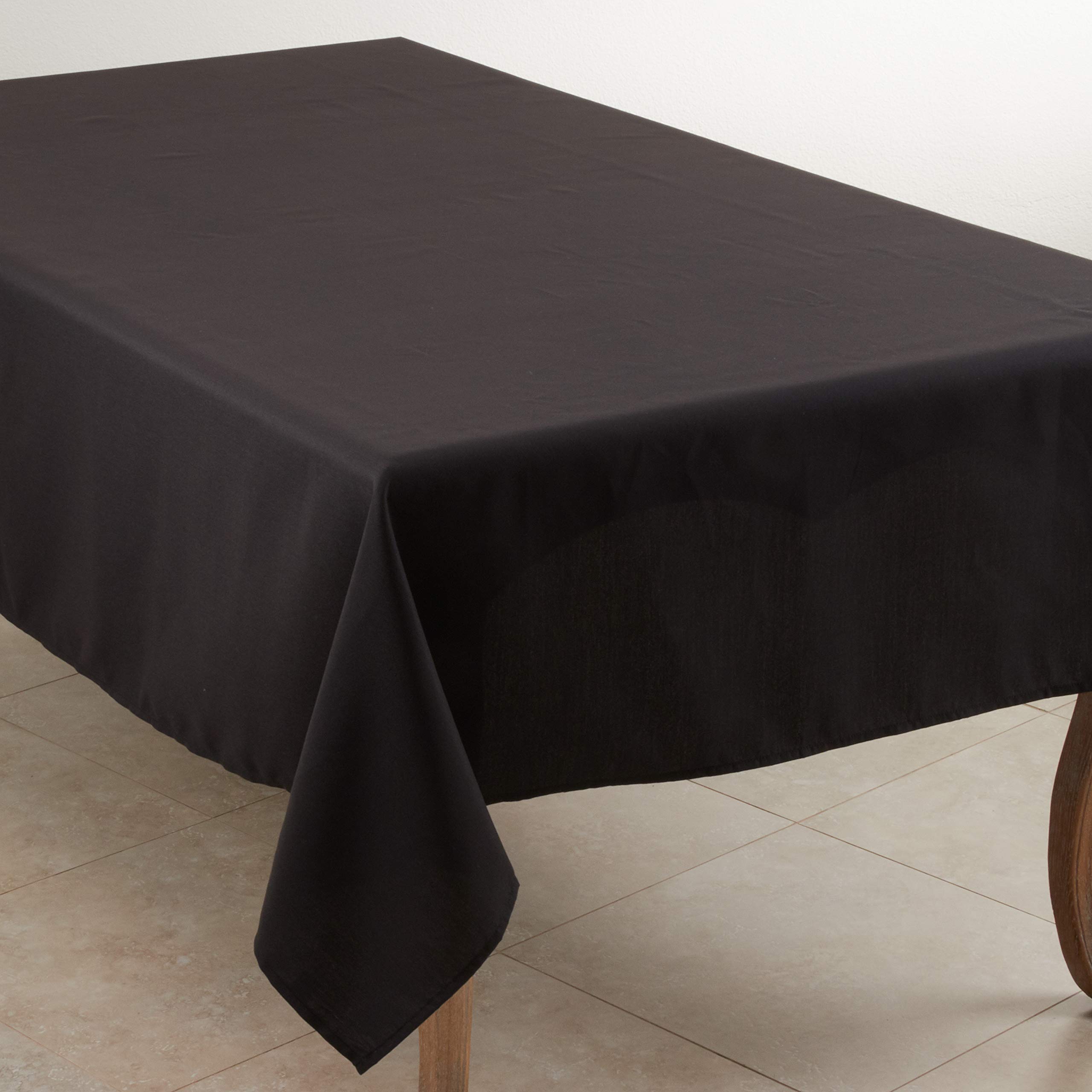 SARO LIFESTYLE Collection Casual Design Everyday Tablecloth, 65" x 160", Black