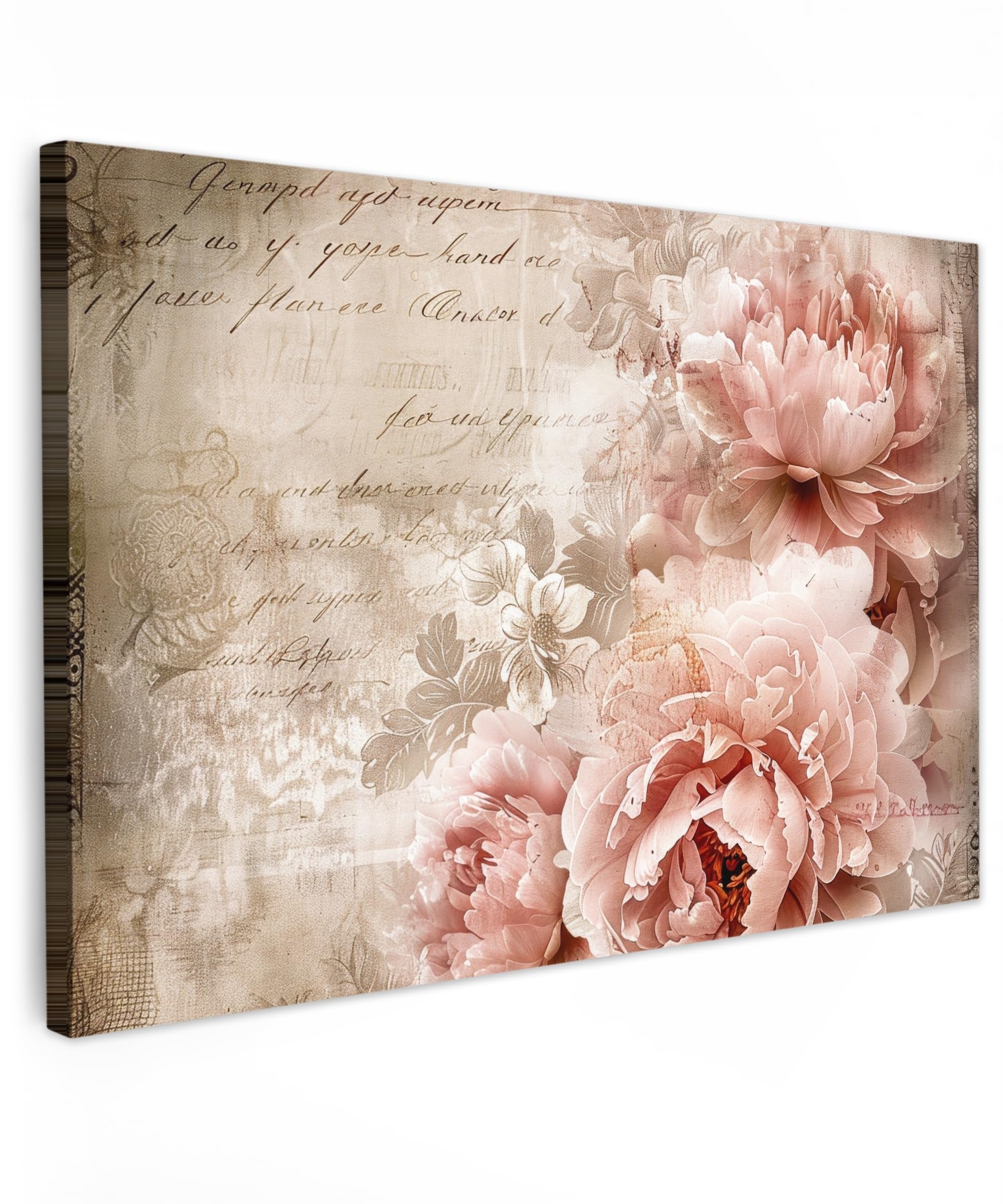 MuchoWow© Canvas Wall Art 35"x24" / 90x60 cm Decor Paintings Prints framed on Canvas Decorations Wallart Flowers - Roses - Book - Art