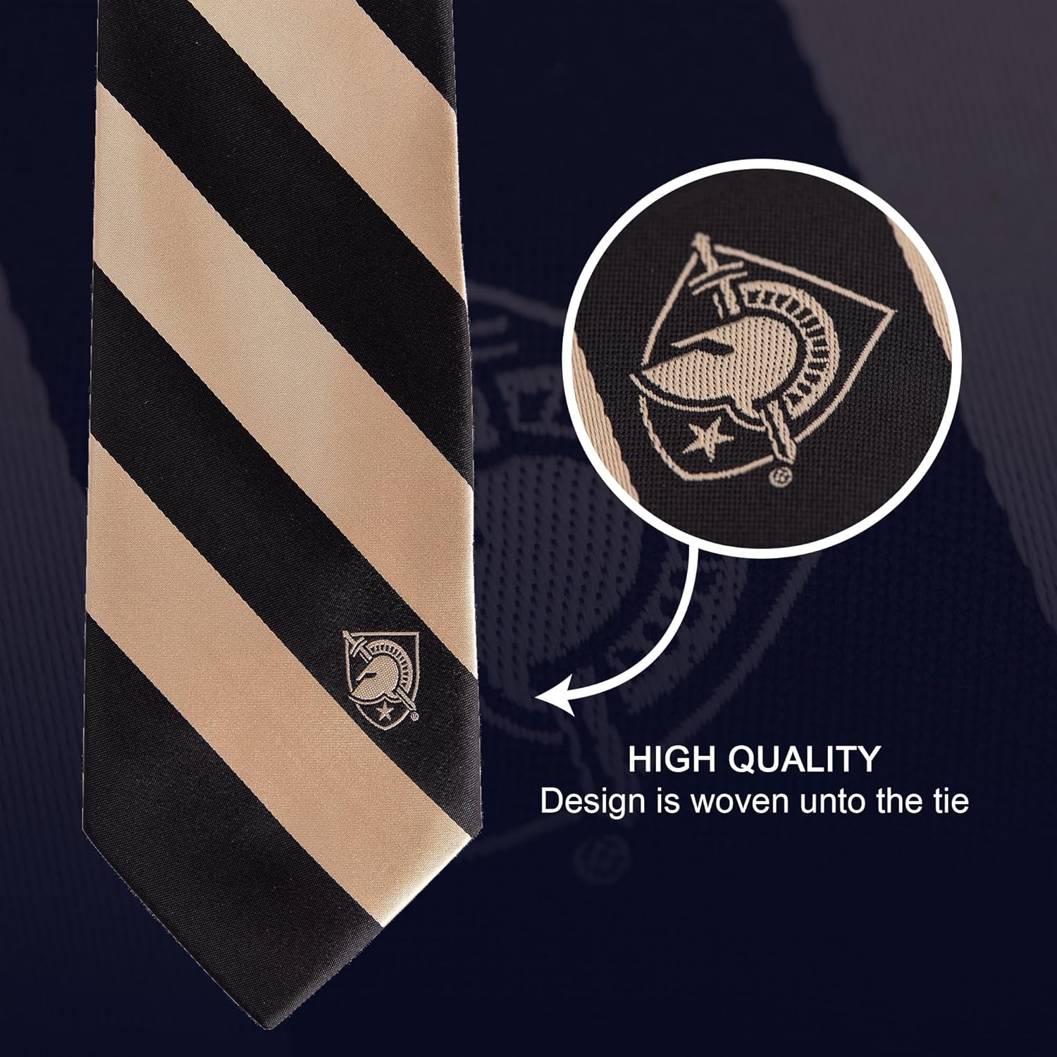 Desert Cactus United States Military Academy Neck Tie USMA (Army West Point) Black Knights 100% Polyester Necktie with Logo, Officially Licensed - Image 2