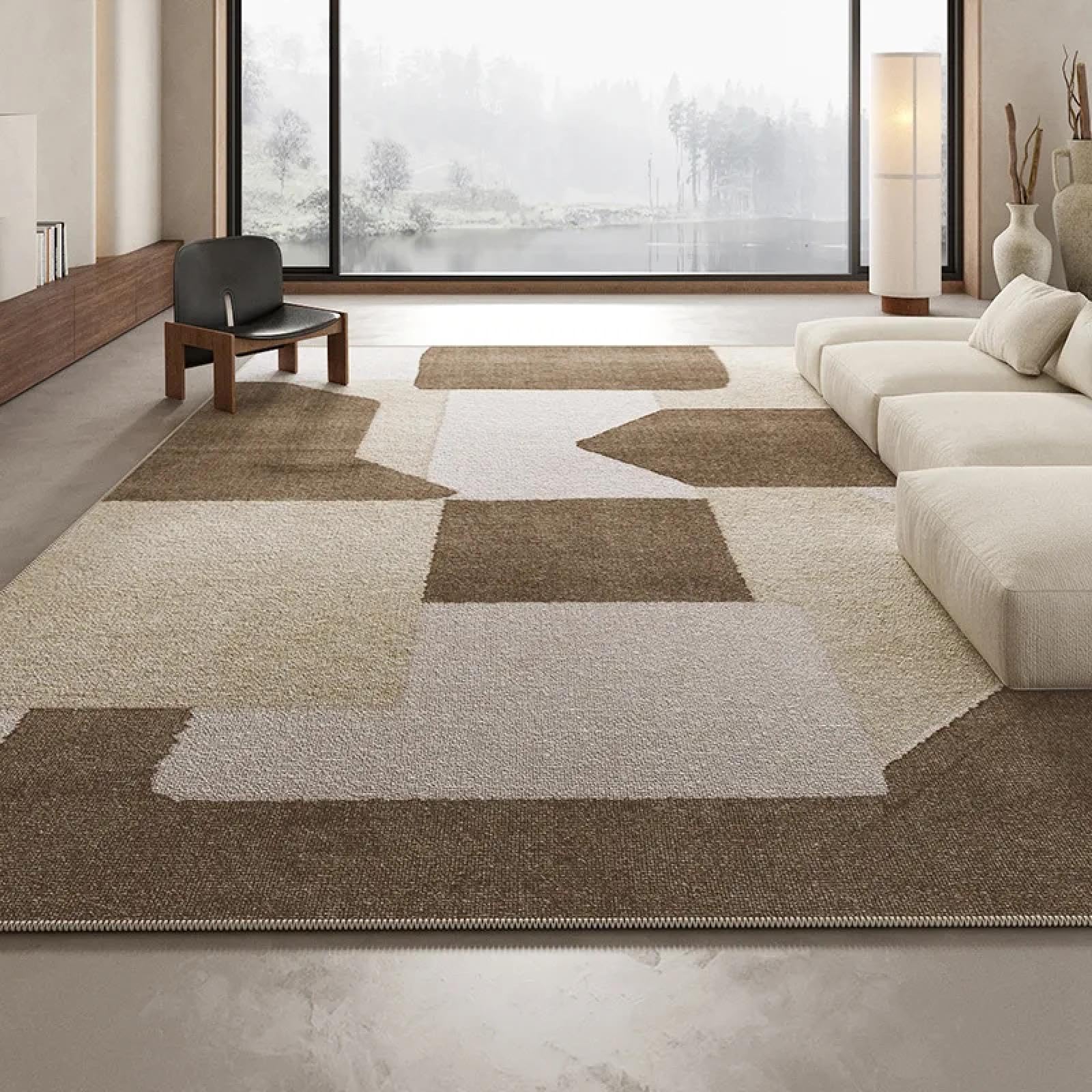 Tapis de salon orange 120x160 cm style antique pour canapé et table basse