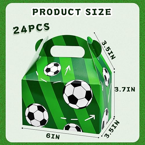 Miniatura 7 de Haxpacal Cajas para pasteles de fiesta de fútbol, 24 unidades, cajas de regalo de fiesta de fútbol para niños, decoración de fiesta de cumpleaños,