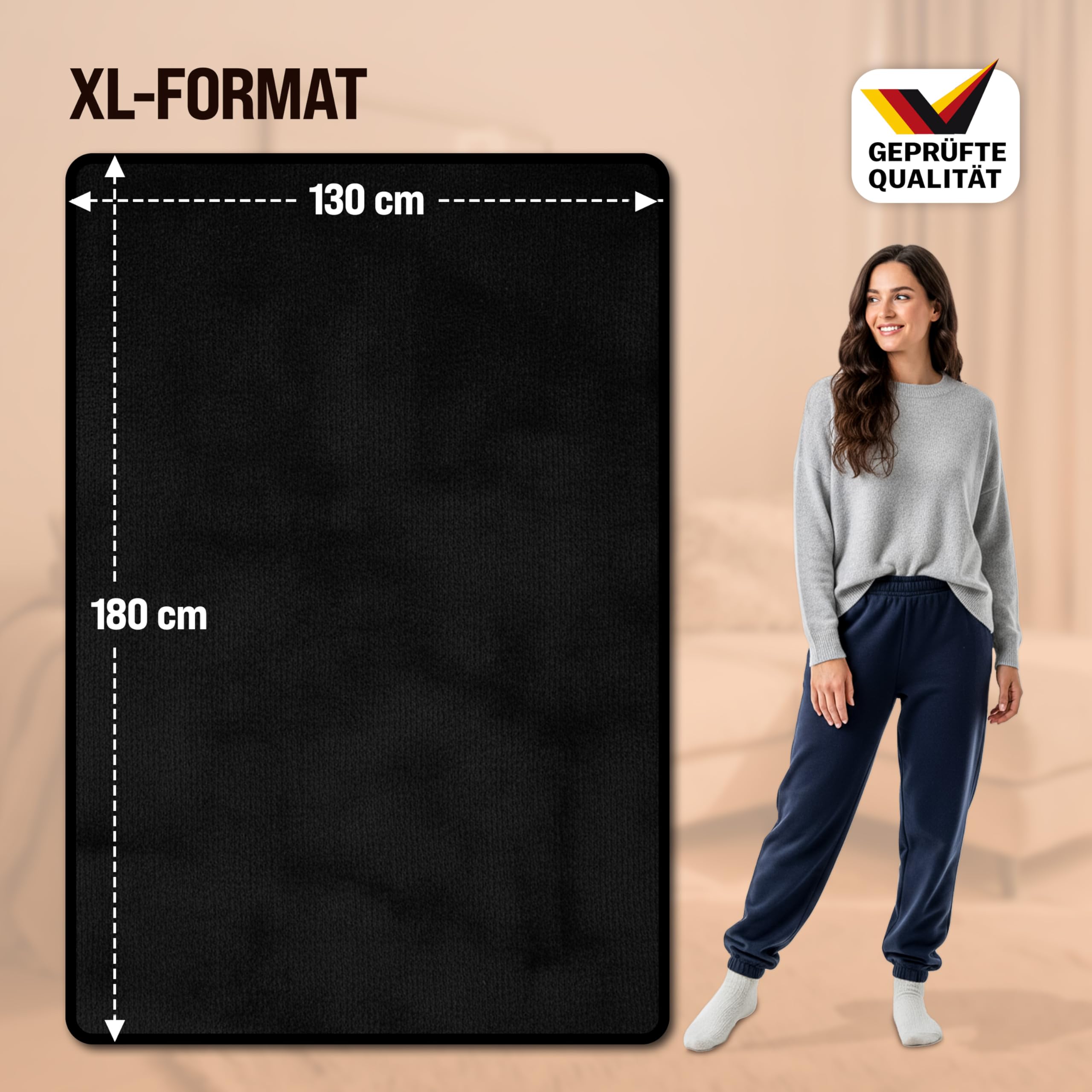 Monzana® Elektrische Heizdecke 180x130cm 120W 10 Heizstufen 10h Timer Abschaltautomatik Überhitzungsschutz waschbar Fleece Wärmedecke für Bett schwarz