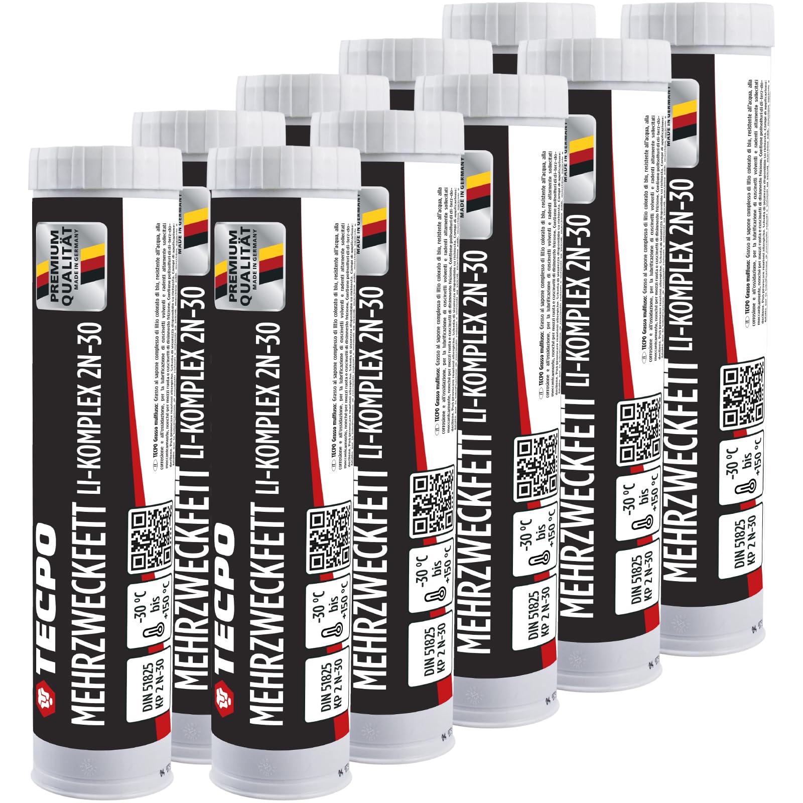 TECPO Grasa multiusos de alto rendimiento Li-Komplex 2N-30 10 x 400 g cartucho de grasa de larga duración para rodamientos, resistencia extrema a la presión, reduce la fricción y los golpes, grasa
