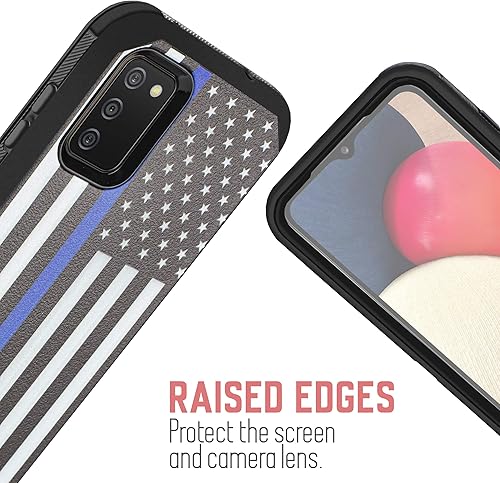 Miniatura 4 de Funda para Samsung Galaxy A02S, con protector de pantalla integrado, soporte giratorio con clip para cinturón, resistente y resistente (bandera de