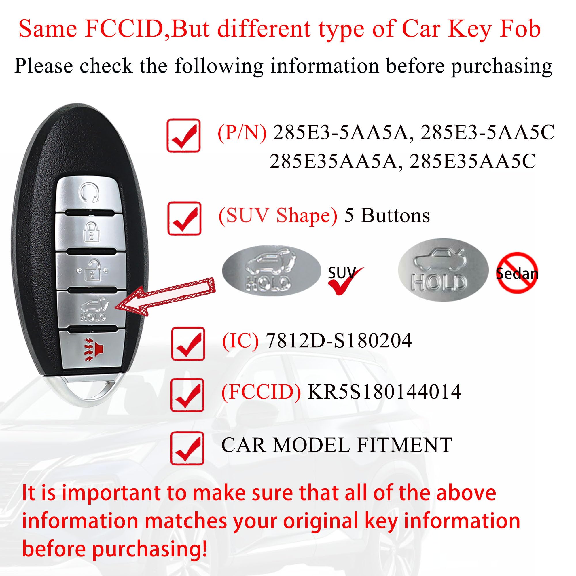 OEM 2013-2019 NISSAN SENTRA VERSA Smart Key Keyless Remote - Foto 8