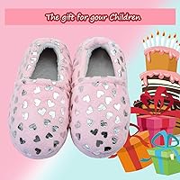 Vista 4 de Lulex Pantuflas de forro polar con diseño de corazón para niñas
