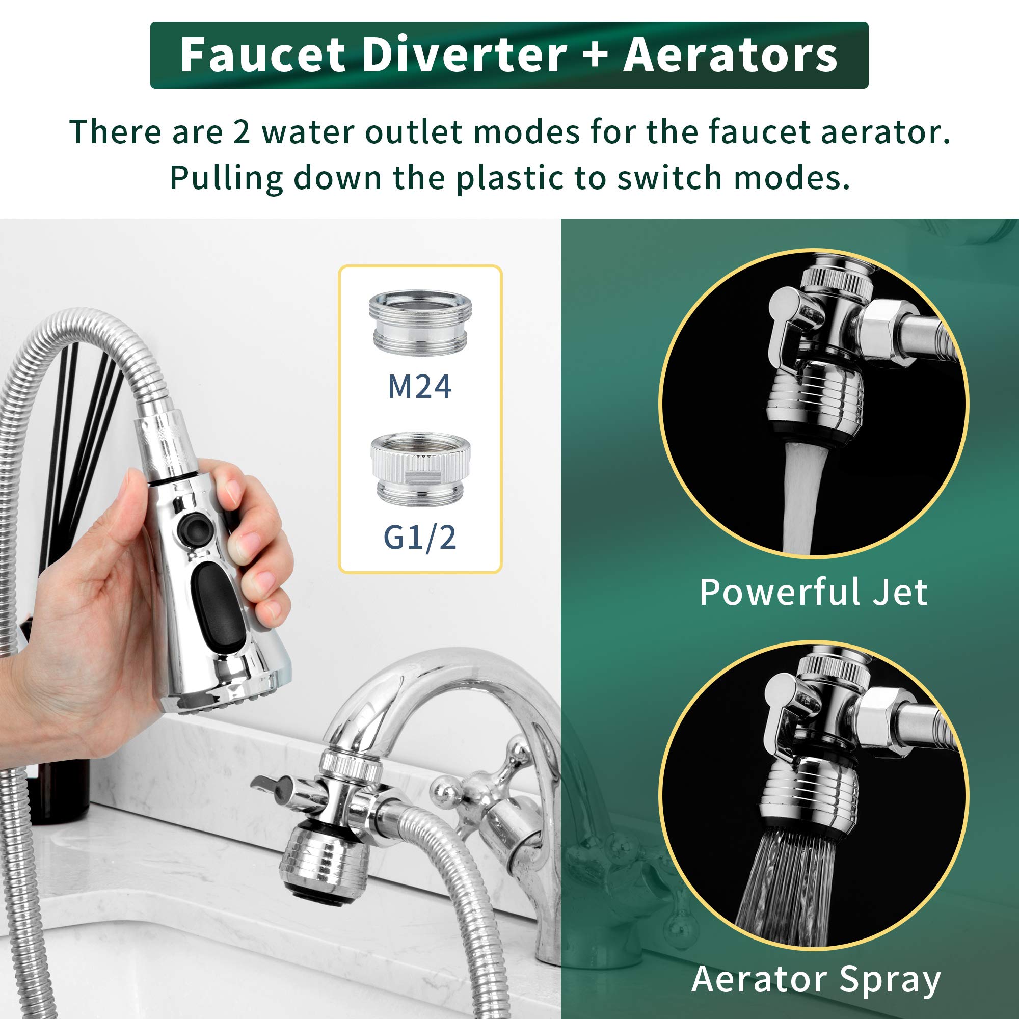 CECEFIN Kitchen Faucet Hose Attachment, Sink Sprayer